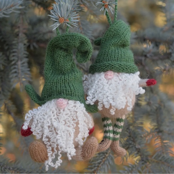 Bundle of 2 Holiday Knit Gnome Ornaments - Picture 2 of 3